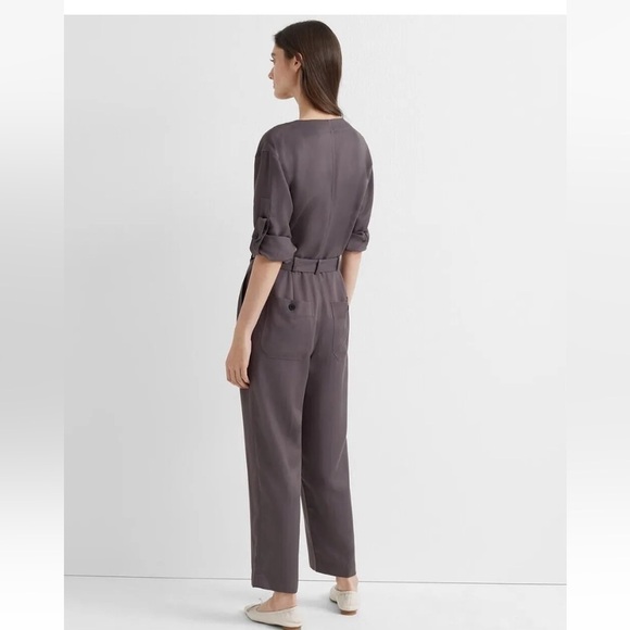 Club Monaco utility jumpsuit size 6 gray belted designer FLAWED* AS IS - Picture 2 of 13